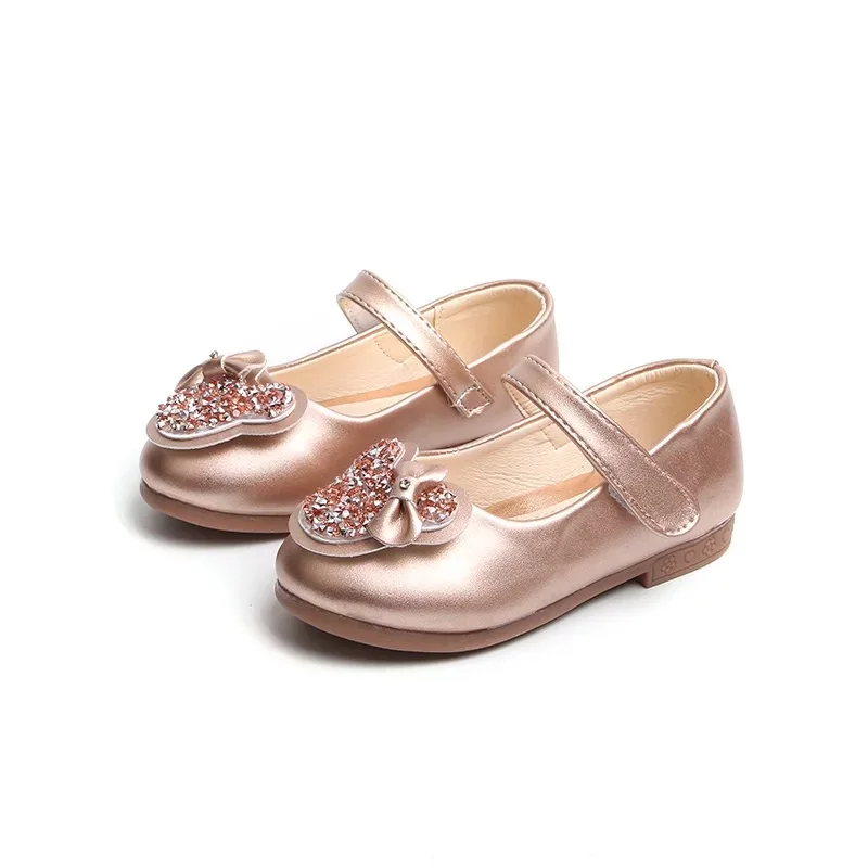 Золото 25 совершенно новое платье принцессы для девочек кожаная мягкая обувь из