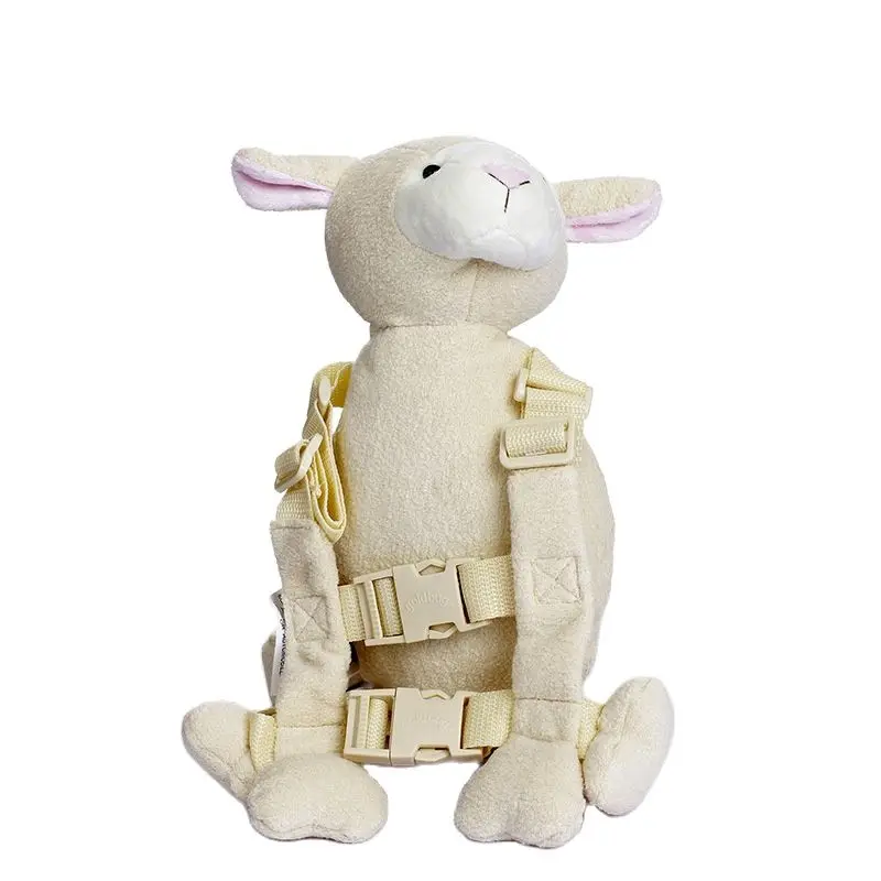 Cute Lamb 2-in-1 Baby Plush Harness Backpacks with Safety Reins Sheep Anti-Lost Walking Assistant for Toddlers Age from 1 to 3