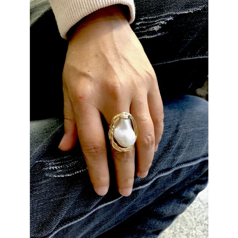 F. J4Z новинка 2019 фирменные кольца на палец для женщин стильная неровная жемчужина