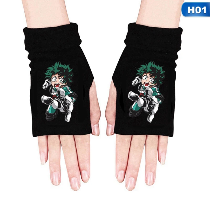 Аниме My Hero Academia Хлопковые вязаные перчатки на запястье половину пальца