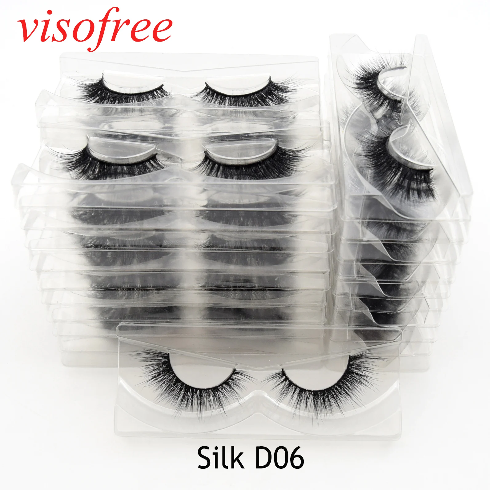 Фото Ресницы Накладные Visofree, 30 пар/лот, мягкие, черные, натуральные, Silk-D06 №2