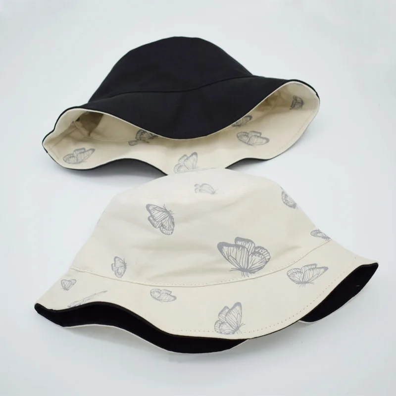 

Bucket Hat Women Summer butterfly Bucket Hats Casual Fishermen Cap Brim Hip Hop Bucket caps Female Outdoor vacation Fishing Hat