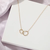simple temperament double ring design necklace jewelry accessories