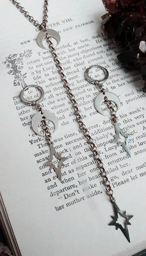 Набор из ожерелья и серег в виде ведьмы латунное ожерелье Луны искусства