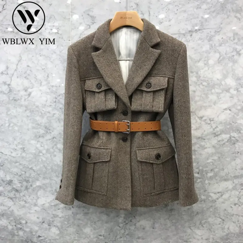 

Женское зимнее пальто, Высококачественная куртка из смешанной шерсти, модное однобортное длинное шерстяное пальто, женские повседневные т...