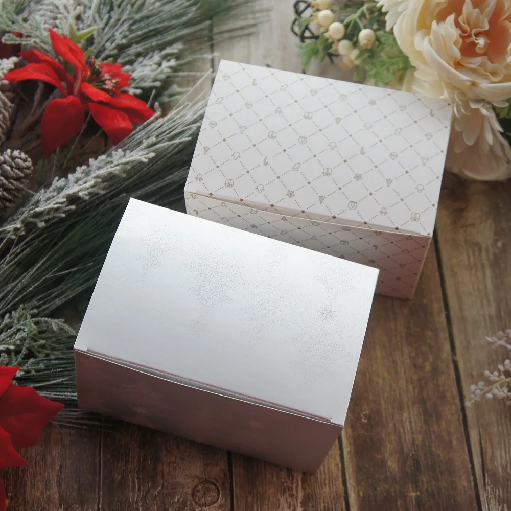 Серебряная Рождественская елка 10 шт. бумажная коробка 15*10*9 см как банка для