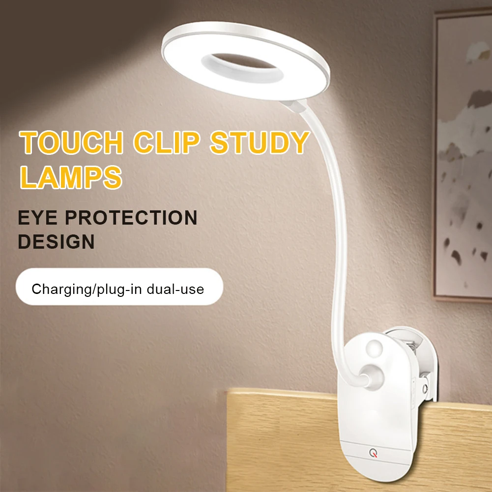 

Dimmable LED Desk Lamp with Clamp Reading Light Eye-Care USB Table Lamp LED Bedside Lamp Baby Night Light Clip