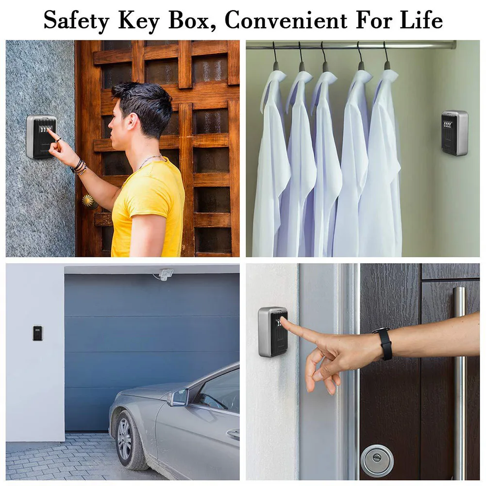 

Wall Mounted/Padlock 4-Digit Combination Key Lock Storage Safe Security Box Home Office JHP-Best