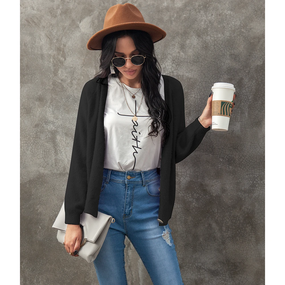 

Womens Open Front Cardigan Casual Long Sleeve Solid Color Button Down Loose Coat Sweater