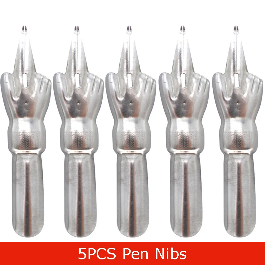 Finger Pen Nib 1/5 шт пера для каллиграфического Письма Мультфильм комиксы рисунок перо для чернильницы деревянный держатель дело школьные принадлежности - Цвет: Finger Pen Nib