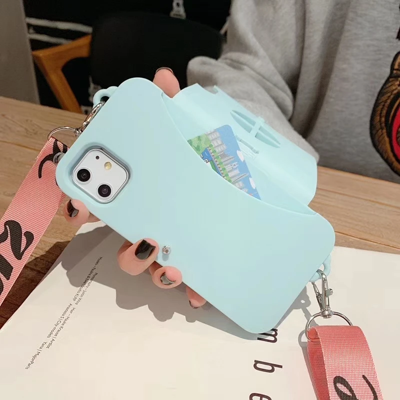 3D Ретро кошелек-камера Чехол-подставка для телефона для iPhone 11 pro Max XS MAX XR 7 8 plus 6 X Мягкая силиконовая задняя крышка с st