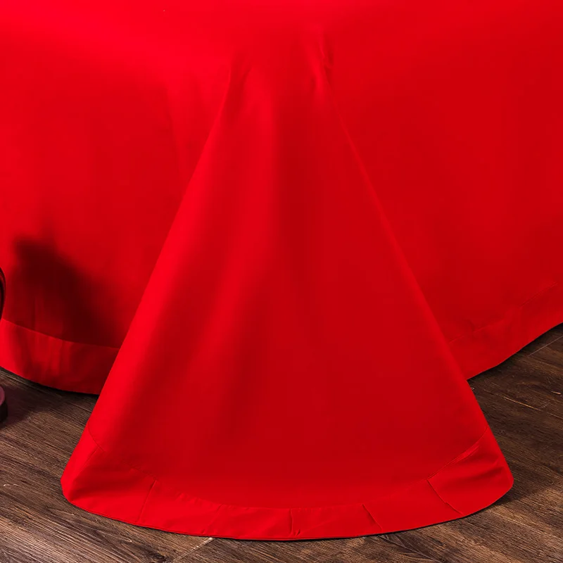 Роскошные 100S Египетский хлопок красный свадебный комплект постельного белья