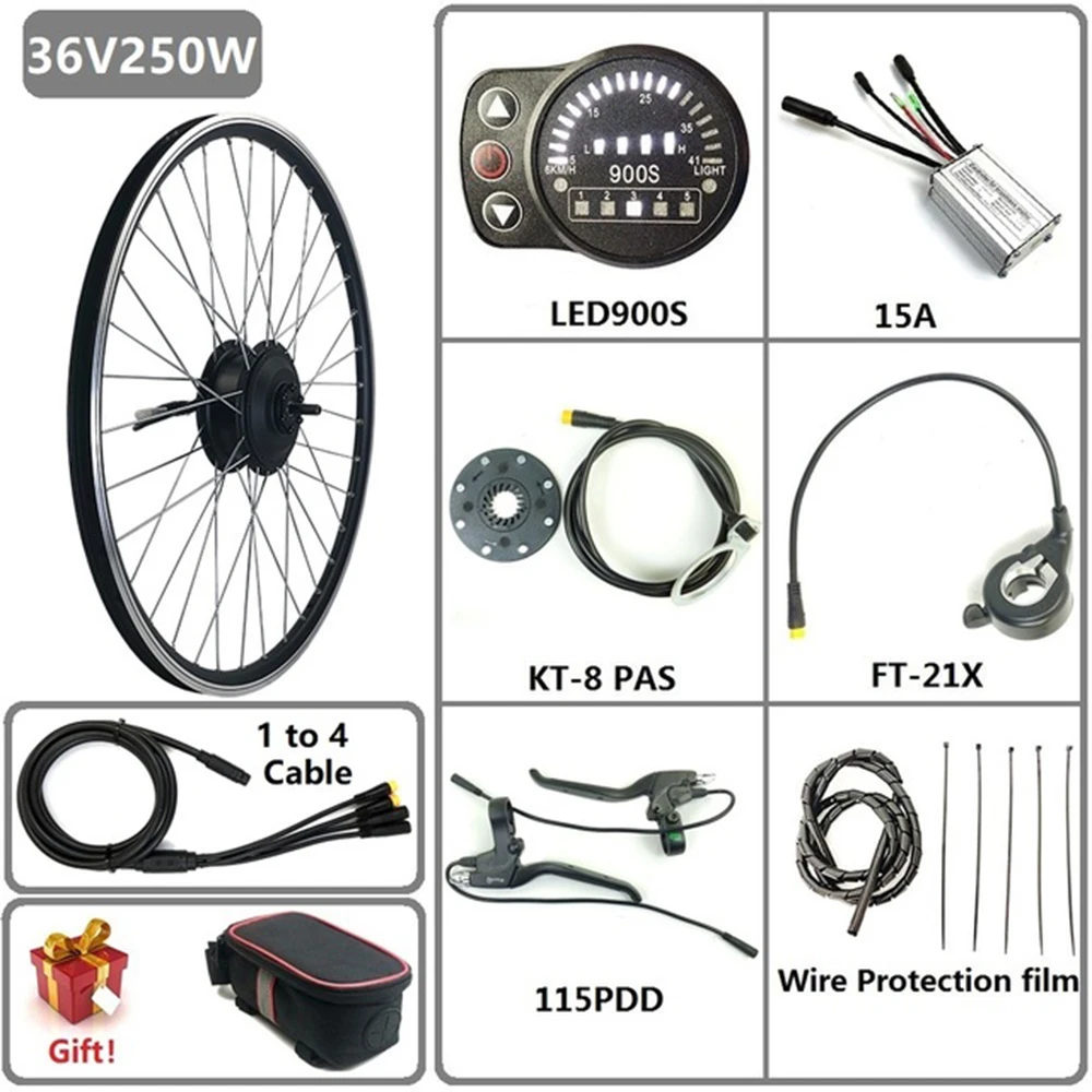 

SDYITN Whole Woterproof Plug 36V/48V 250W Electric Bicycle Conversion Kit 16-29" 700C Rear Rotate Hub Motor Wheel for Ebike