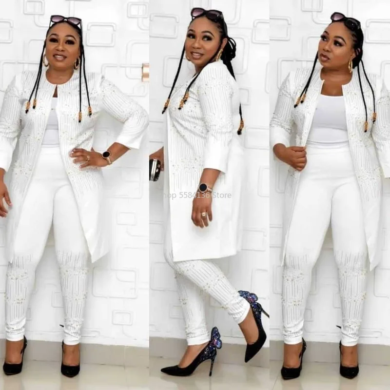 Женский костюм тройка в африканском стиле длинные блейзеры с открытым стежком и