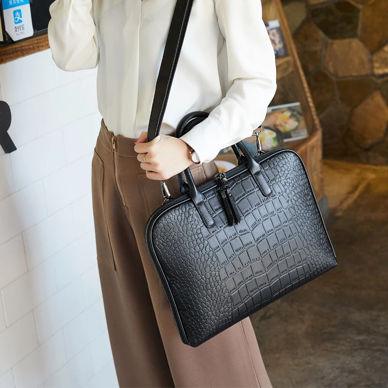 

Woman Casual Totes 13" 14 Inch Laptop bag Office Bag For Ladies Leather Handbag Female Manager Business Briefcase