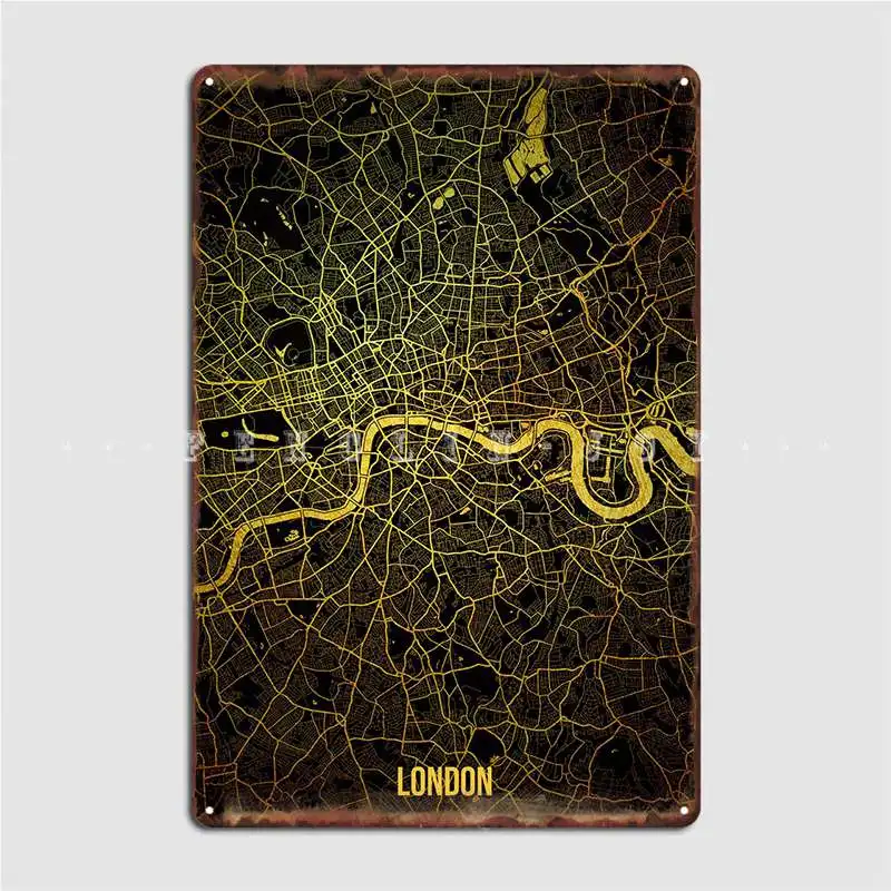 

Лондонская Золотая карта, металлический знак, создание стены, пещера, гостиная, Настенный декор, жестяной знак, плакаты