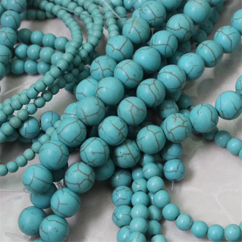 Бусины из Бирюзы и калаита для изготовления ювелирных изделий сделай сам круглые