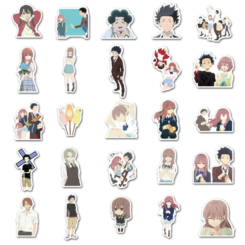 

50pcs Cartoon Anime A Silent Voice Stickers For Snowboard Laptop Luggage Fridge DIY Styling Vinyl Home Decor Stickers Sticker