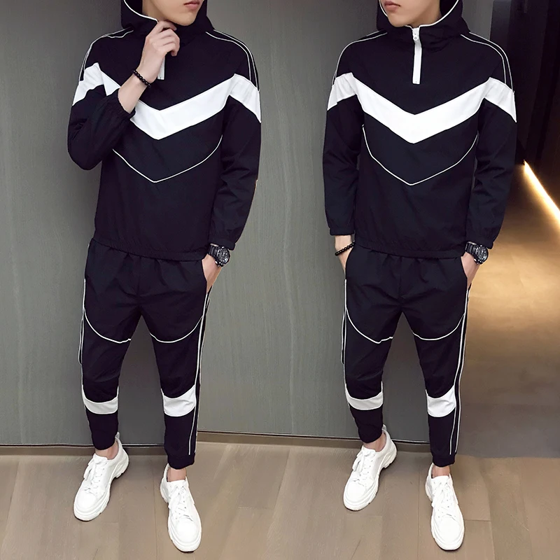 Gzdeerax осенние мужские повседневные комбинированные контрастные комплекты