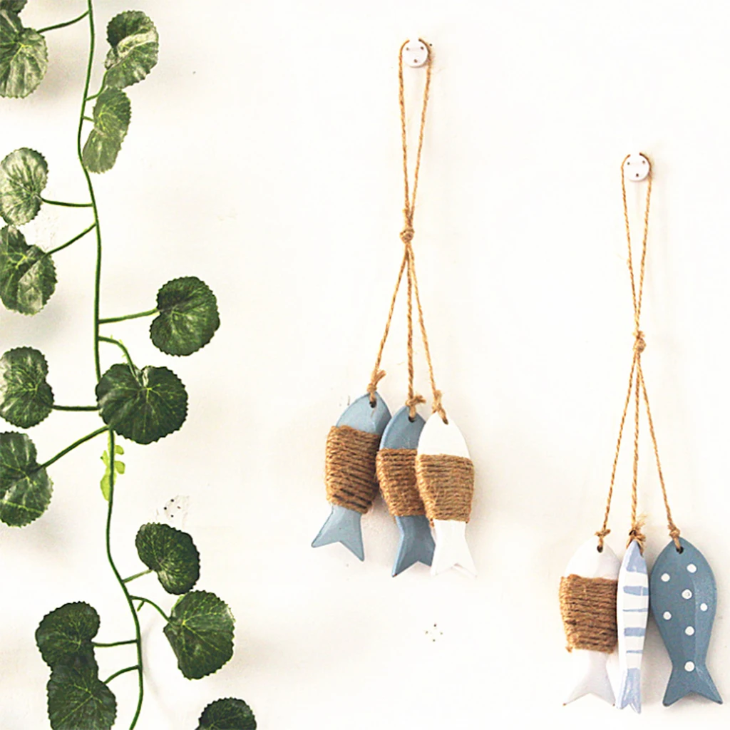 Деревянная настенная вывеска с изображением 3 рыб-настенная доска для