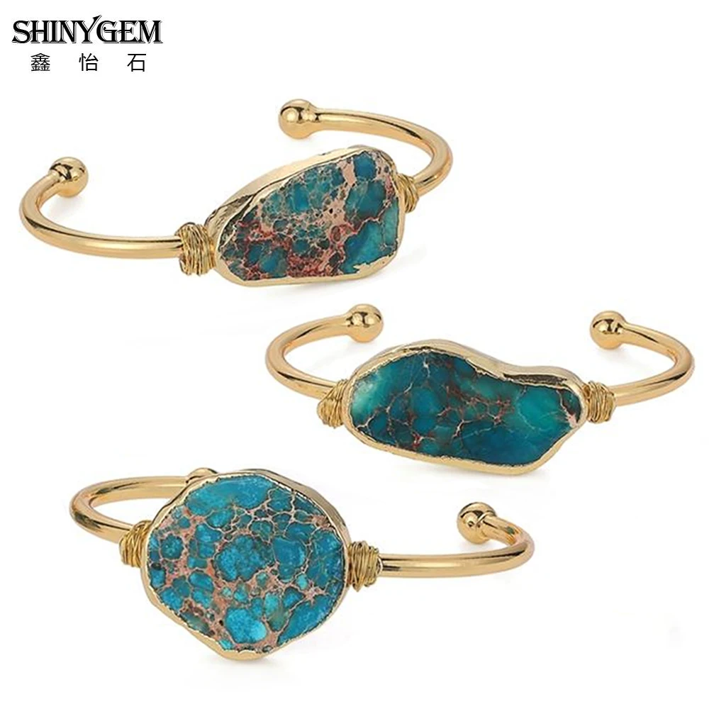 ShinyGem винтажные нерегулярные натуральные морские осадочные браслеты с яшмой