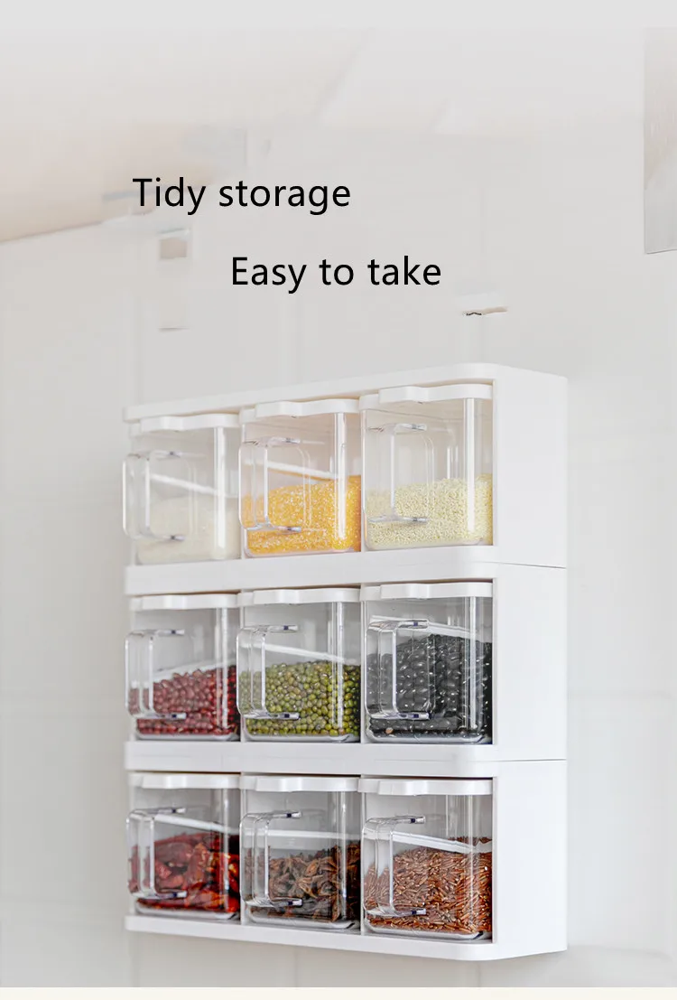 

Коробка для специй, встроенная многоячеечная кухонная настенная Бытовая коробка для хранения бутылок для приправ, Набор комбинированных с...