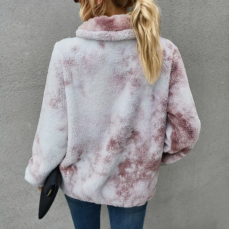 

EFINNY Women's Tie Dye Autumn Sweatshirt Thicken Loose Lady Pullover with Pocket Long Sleeve Coat Autumn Warm Casual Women Tops