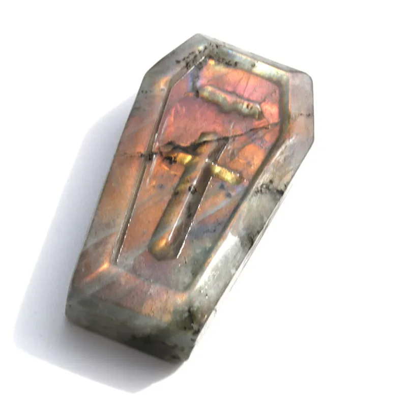 

1 Pcs Hand Made Natural Purple Labradorite Crystal Stone Coffin Board
