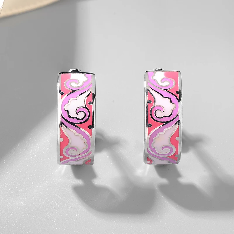 Серьги из серебра 925 пробы с разноцветными эмалированными облаками | Украшения и