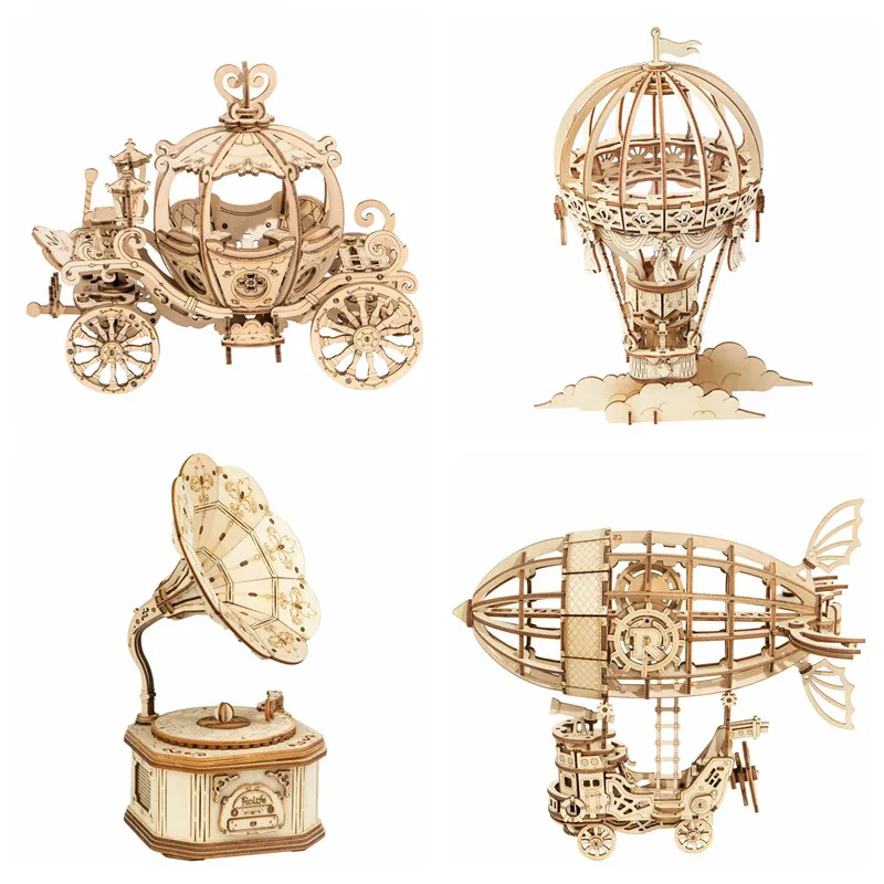 Новое поступление DIY 3D коробка с граммофоном тыквенная тележка деревянная