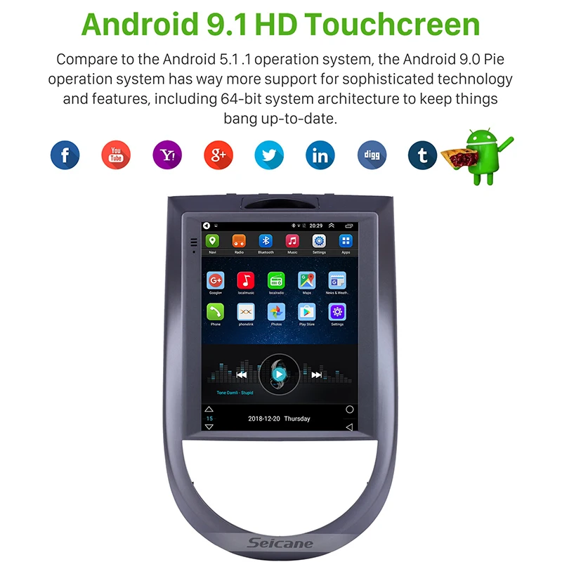 Seicane For 2015 Kia Soul 9.7 inch Android 9.1 Car Radio Headunit Player GPS Navigation Steering Wheel Control Mirror Link | Автомобили и