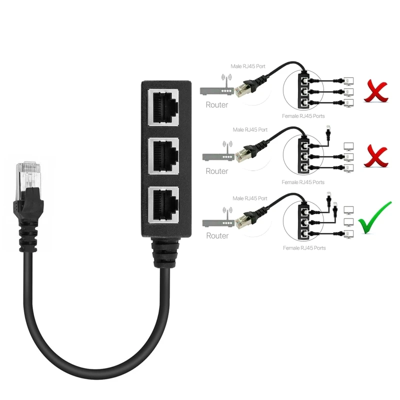 RJ45 1 штекер на 3 гнезда или три Ethernet сплиттер гнездо порт LAN сетевой адаптер