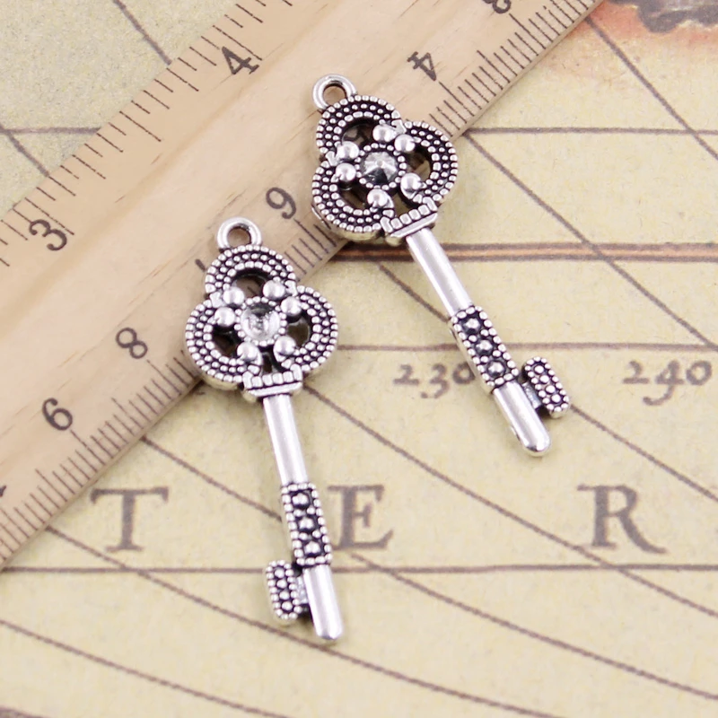 

10pcs Charms vintage skeleton treasure key 46x18mm Tibetan Silver Color Pendants Antique Jewelry Making DIY Handmade Craft