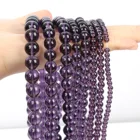 Гладкие фиолетовые стеклянные бусины из натурального камня, круглые свободные бусины-разделители, аксессуары для браслетов 4681012 мм