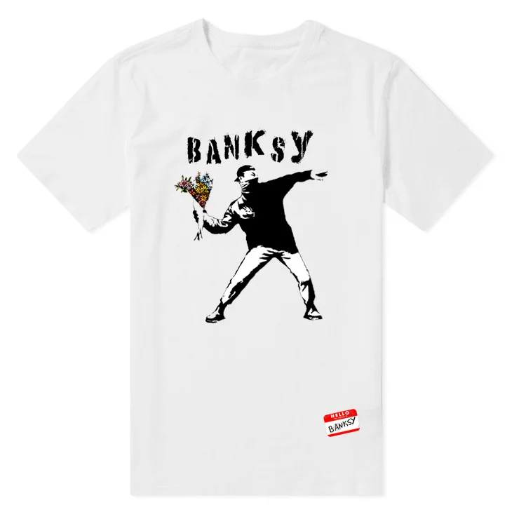 

Summer Banksy art graffiti art short sleeve cotton loose t-shirt men's and women's short T-shirt