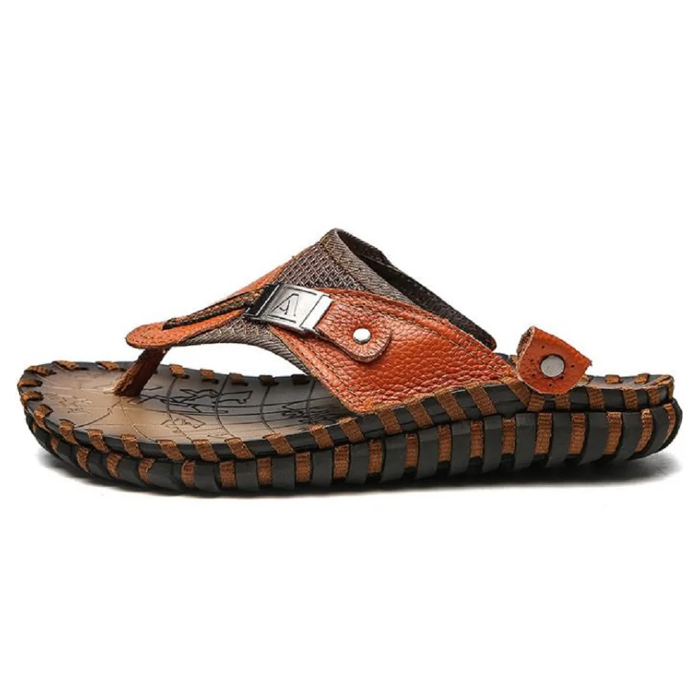 

Summer Sandals Men Classic Roman Open-Toed Slipper Outdoor Beach Rubber Leather Shoes Flip Flop Water Comfortable Size 38-48