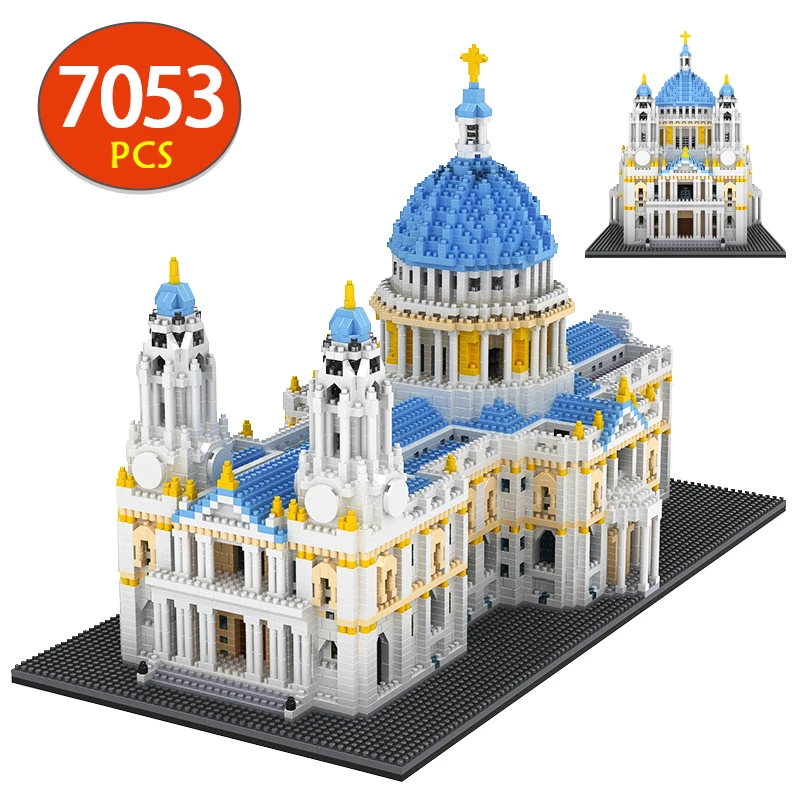 

7053pcs Mini City Street View St. Paul's Cathedral Building Blocks MOC World Famous Castle Bricks Toys For Children Gifts