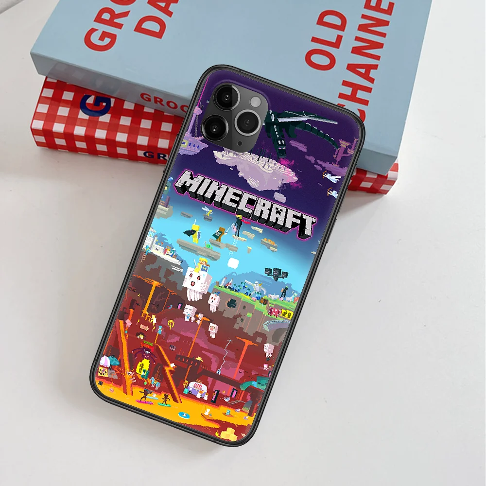 

Mini World Sandbox Game Phone Case For IPhone 4 4s 5 5S SE 5C 6 6S 7 8 Plus X XS XR 11 12 Mini Pro Max 2020 black Hoesjes Pretty