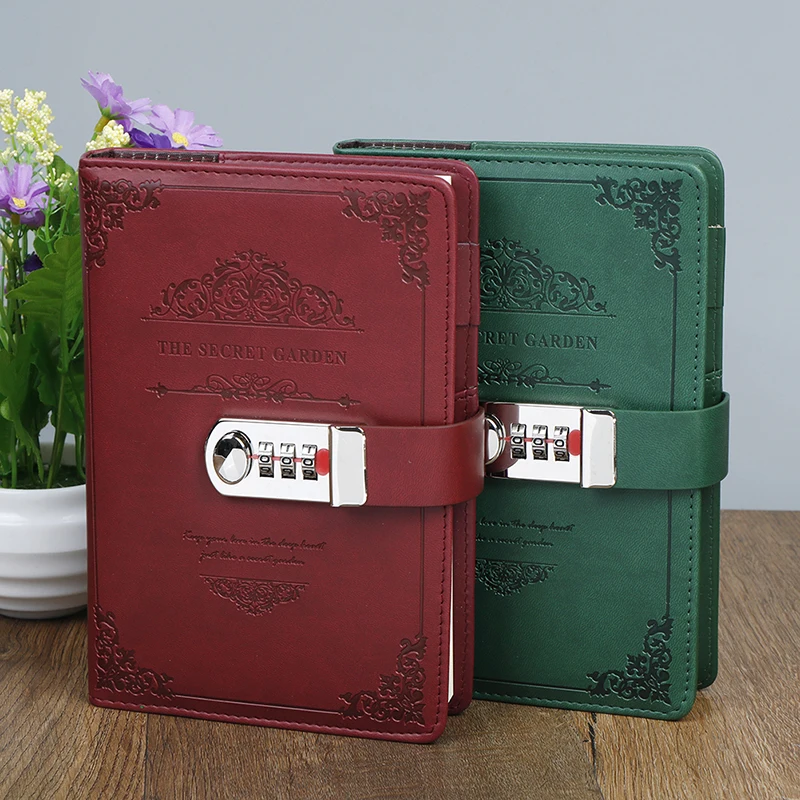 retro creative stationery notebook Password book with lock diary thread installed Notepad Business books school office supplies | Дом и сад