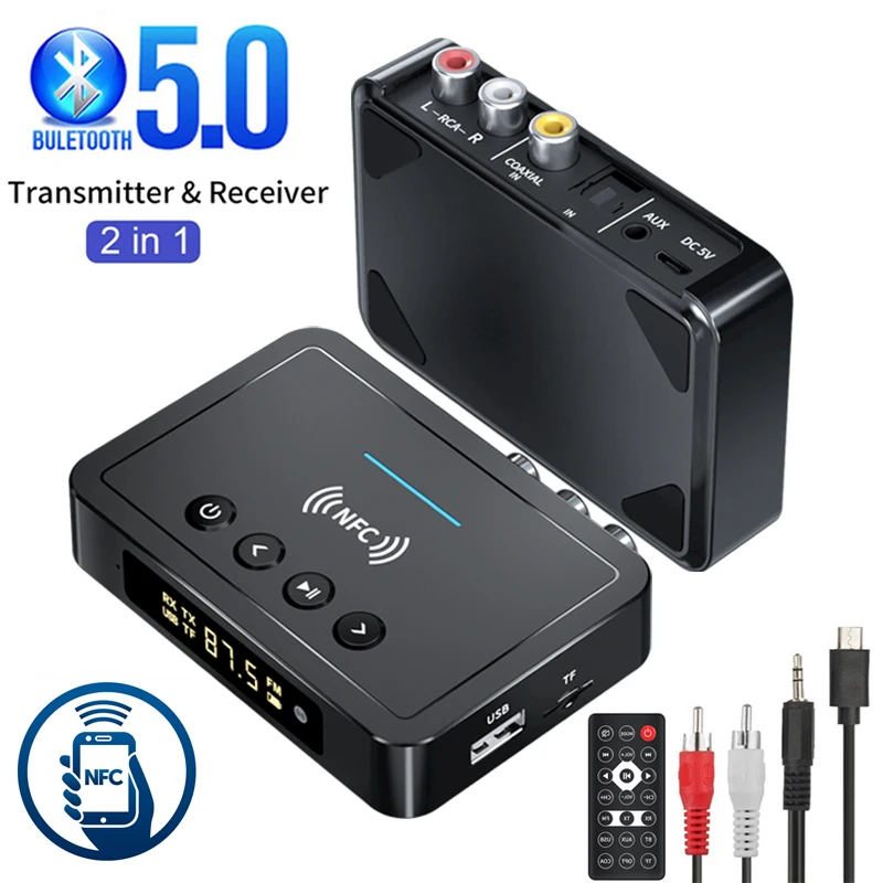 

Bluetooth Receiver Transmitter 5.0 FM Handsfree Call Audio Stereo AUX 3.5mm Jack RCA Optical Wireless Bluetooth Adapter For TV