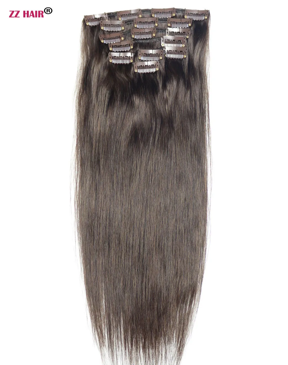 

ZZHAIR 80g 16"-20" Machine Made Remy Hair Clips In 7Pcs Set 100% Human Hair Extensions Full Head Brazilian Natural Straight