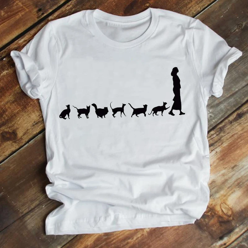

Cat Pet Graphic Print Tshirt 2021 Summer Short-sleeved Cute Animal Harajuku Female Clothing Woman Hip-hop Top Tees Drop Shipping