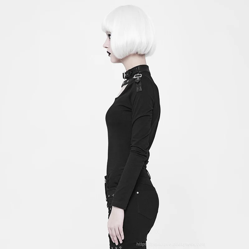 Женская футболка с длинным рукавом и металлической молнией в готическом