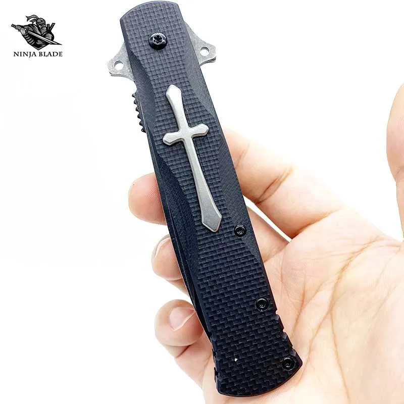 Нож с крестом Христа домкрат портативный складной нож Походный G10 рукоятка EDC 7CrMov