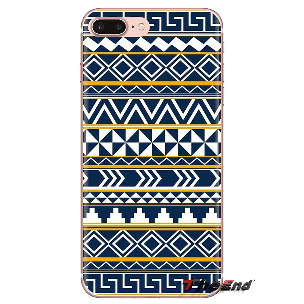 For iPhone XS Max XR X 4 4S 5 5S 5C SE 6 6S 7 8 Plus Samsung Galaxy J1 J3 J5 J7 A3 A5 TPU Cases Aztec tribal black coral stripes |