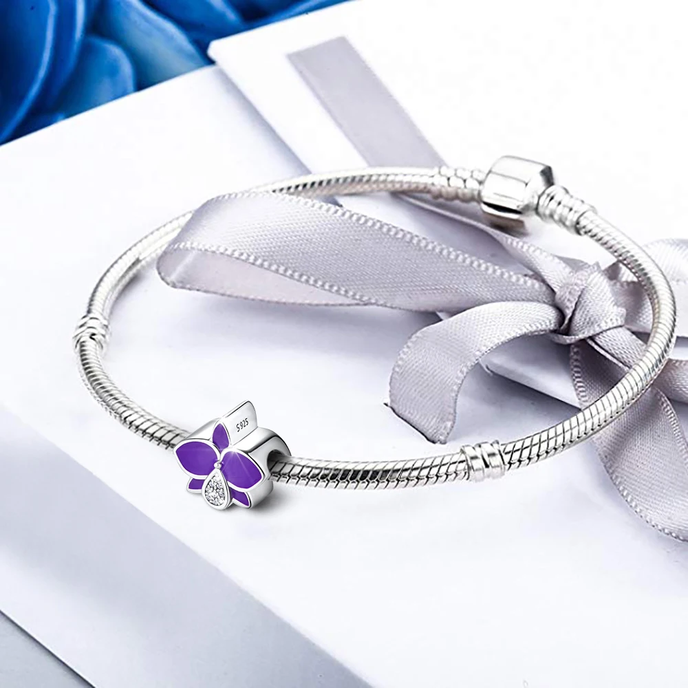 Фиолетовая Блестящая эмаль в виде орхидеи для изготовления аксессуаров |