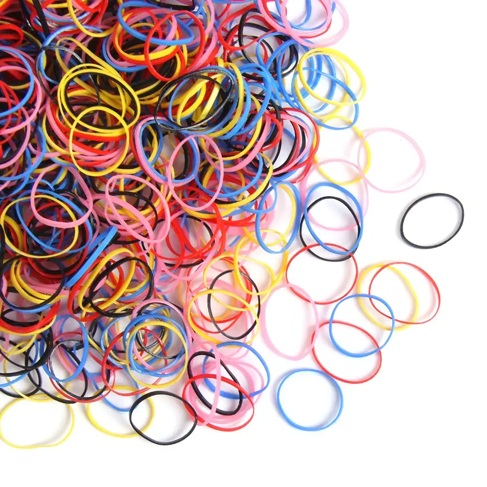 

About 500PCS Cute Girls Colorful Rings Disposable Rubber Bands Gum for Ponytail Holder Elastic Hair Bands Kids Hair Accessories