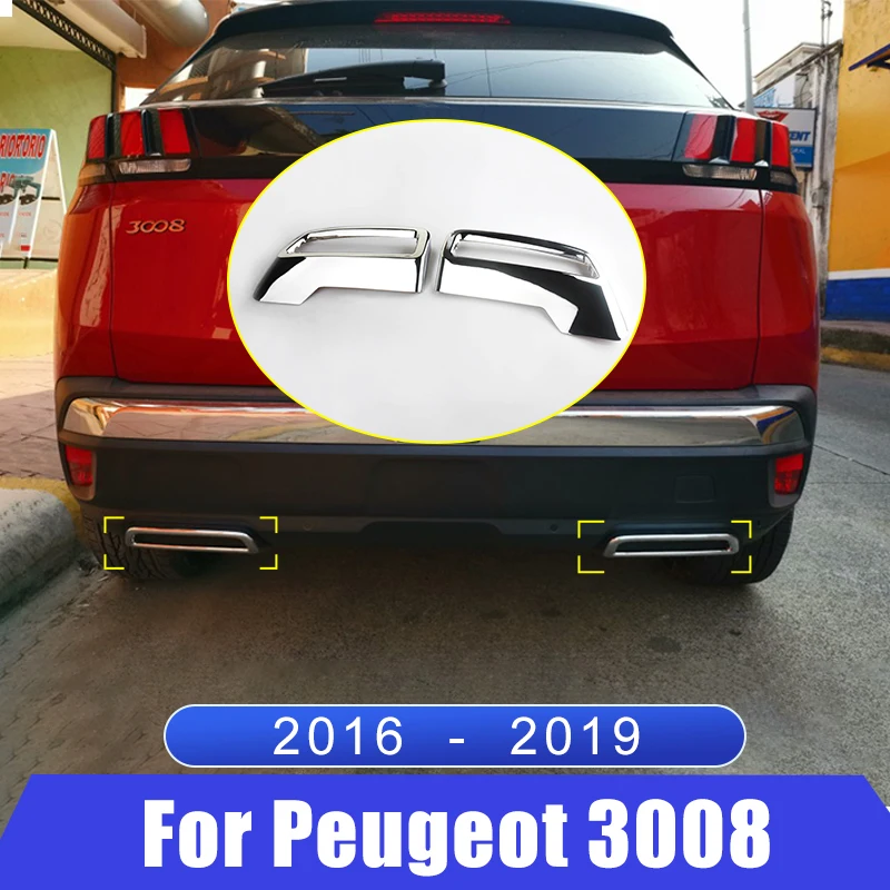 

ABS Rear Exhaust Muffler Tail End Pipe Cover for Peugeot 3008 5008 Access Active Allure 2017 2018 2019 Car Styling Accessories