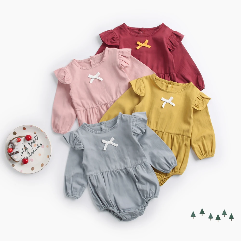 Sanlutoz-monos de algod&oacute;n para ni&ntilde;as peque&ntilde;as, ropa de princesa para ni&ntilde;a, mono de manga larga para beb&eacute;, bonito lazo-0