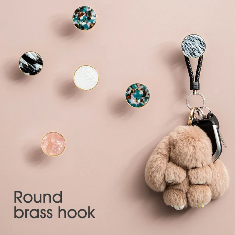 Скандинавский мраморный простой металлический настенный крючок из латуни для